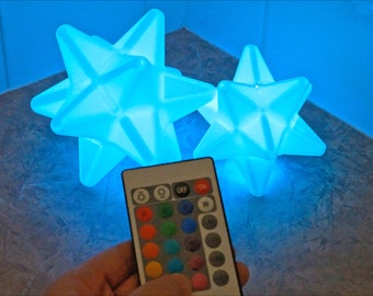 Remote Controlled Star Fragment LED Light, Color-Changing Animal Crossing Battery or USB Powered Prop, ACNH Ornament, Geometric Table Accent