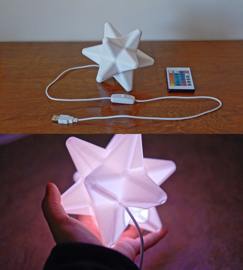 Color-Changing Star Fragment LED Light, Remote Control and USB Option, Animal Crossing Battery Powered Prop, ACNH 3D Printed Ornament Gift image 4