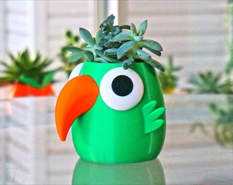 Parrot Succulent Planter: 3D Printed Bird Pen Holder Desk Decor