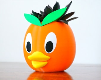 Orange Bird Planter / Pen Pencil Holder- Walt Disney Character- Florida Citrus Swirl - Succulent Planter Pot- TV Show Character