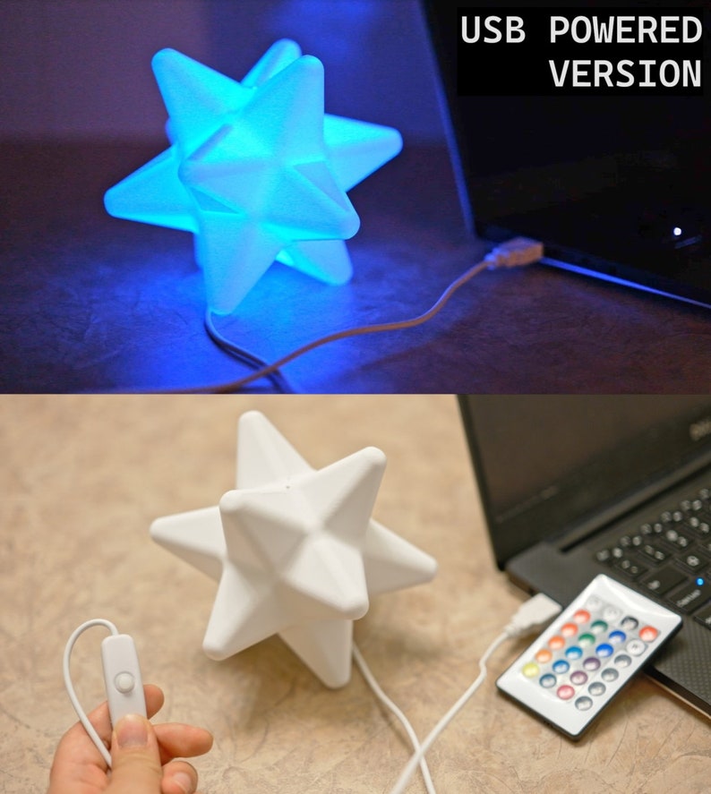 Color-Changing Star Fragment LED Light, Remote Control and USB Option, Animal Crossing Battery Powered Prop, ACNH 3D Printed Ornament Gift image 3