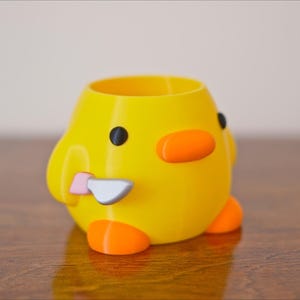 Knife Duck Meme Planter, Bird Pen Pencil Holder, Kawaii Office Decor image 6