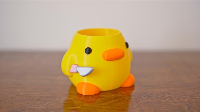 Knife Duck Meme Planter, Bird Pen Pencil Holder, Kawaii Office Decor image 6