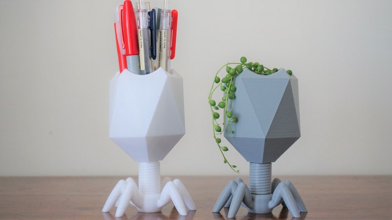 Virus Planter, Biology Pen/Pencil Holder Gift, Bacteriophage 3D print Minimalist, Science Office Decoration, Gift for Teachers image 1