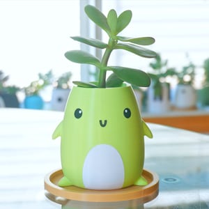 White Belly Planter- Pen Pencil Holder- Kawaii Succulent Planter- Smiling Cactus Plant Pot- Office Desk Decoration 3D Printed