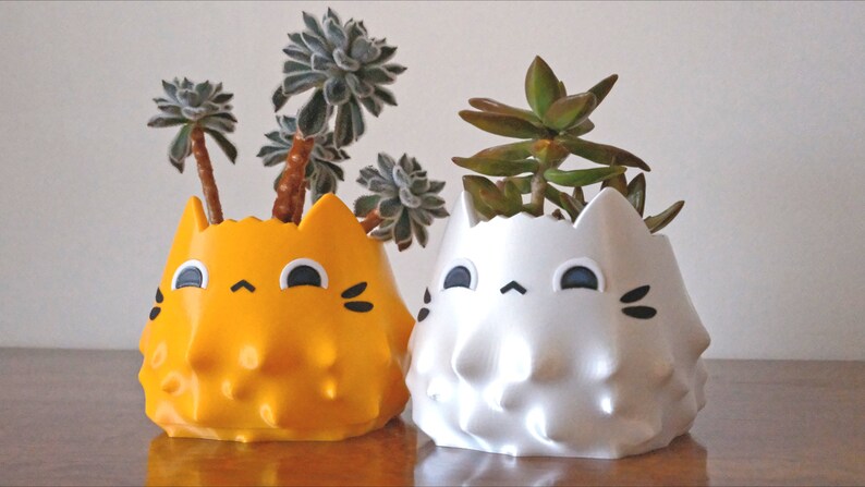 Suspicious Cat Planter: Kawaii Pen & Pencil Holder, Succulent Pot image 2