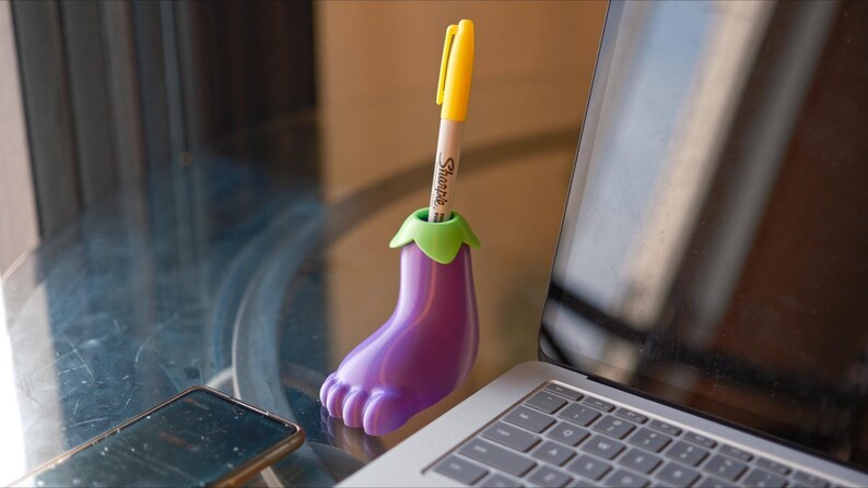 Eggplant Foot Pen Holder: Quirky Desk Organizer image 3