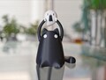 Chubby Cat Holding A Ghost Lamp, Halloween Kitty Figurine LED Nightlight Decoration, Cute October Desk Figure, Spooky Trick-or-Treating