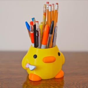 Knife Duck Meme Planter, Bird Pen Pencil Holder, Kawaii Office Decor image 2