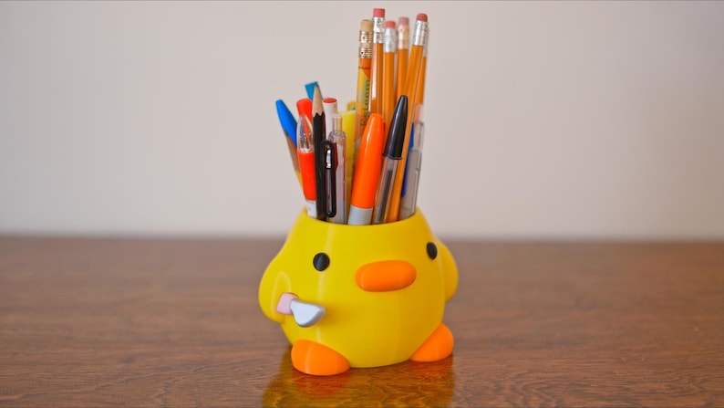 Knife Duck Meme Planter, Bird Pen Pencil Holder, Kawaii Office Decor image 2