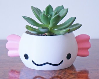 Axolotl Planter or Pen Pencil Holder, Sea Creature Desk Decor, Office Supply Organizer, Marine Ocean Cute Plant Pot, Fish Lover Gift