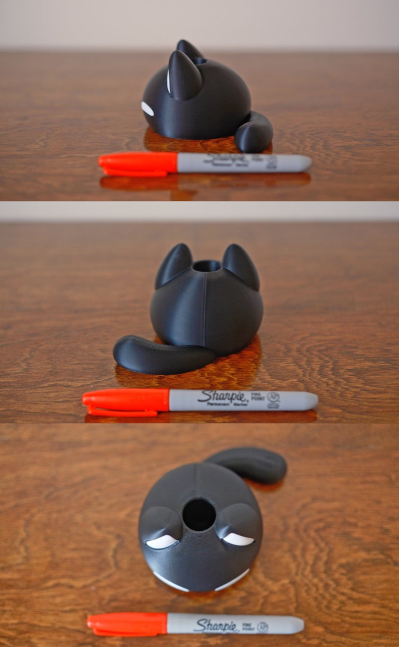 Omori MEWO-pennenhouder: 3D-geprinte Spooky Kitty-bureauopberger afbeelding 4