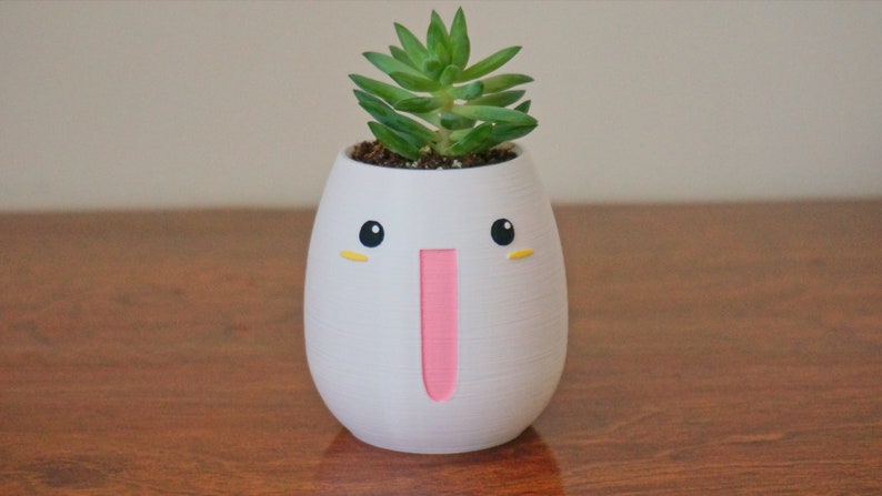 Kawaii Big Smile Planter: 3D Printed Anime Desk Decor image 7