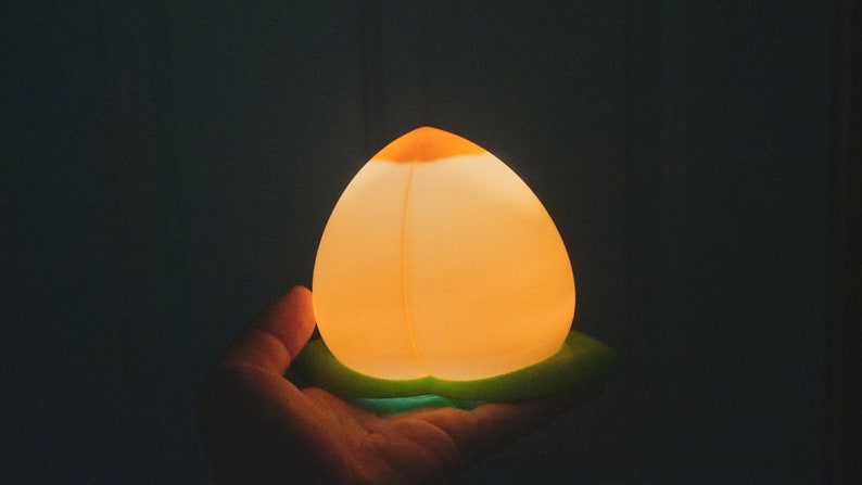 Peach Night Light: 3D Printed Fruit LED Desk Lamp image 2