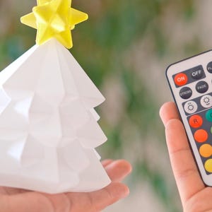 Remote Controlled Mini LED Desk Christmas Tree, 5 Styles Light-Up Cute Kawaii Table Accent Decoration, Office Holiday Seasonal Winter Decor image 2