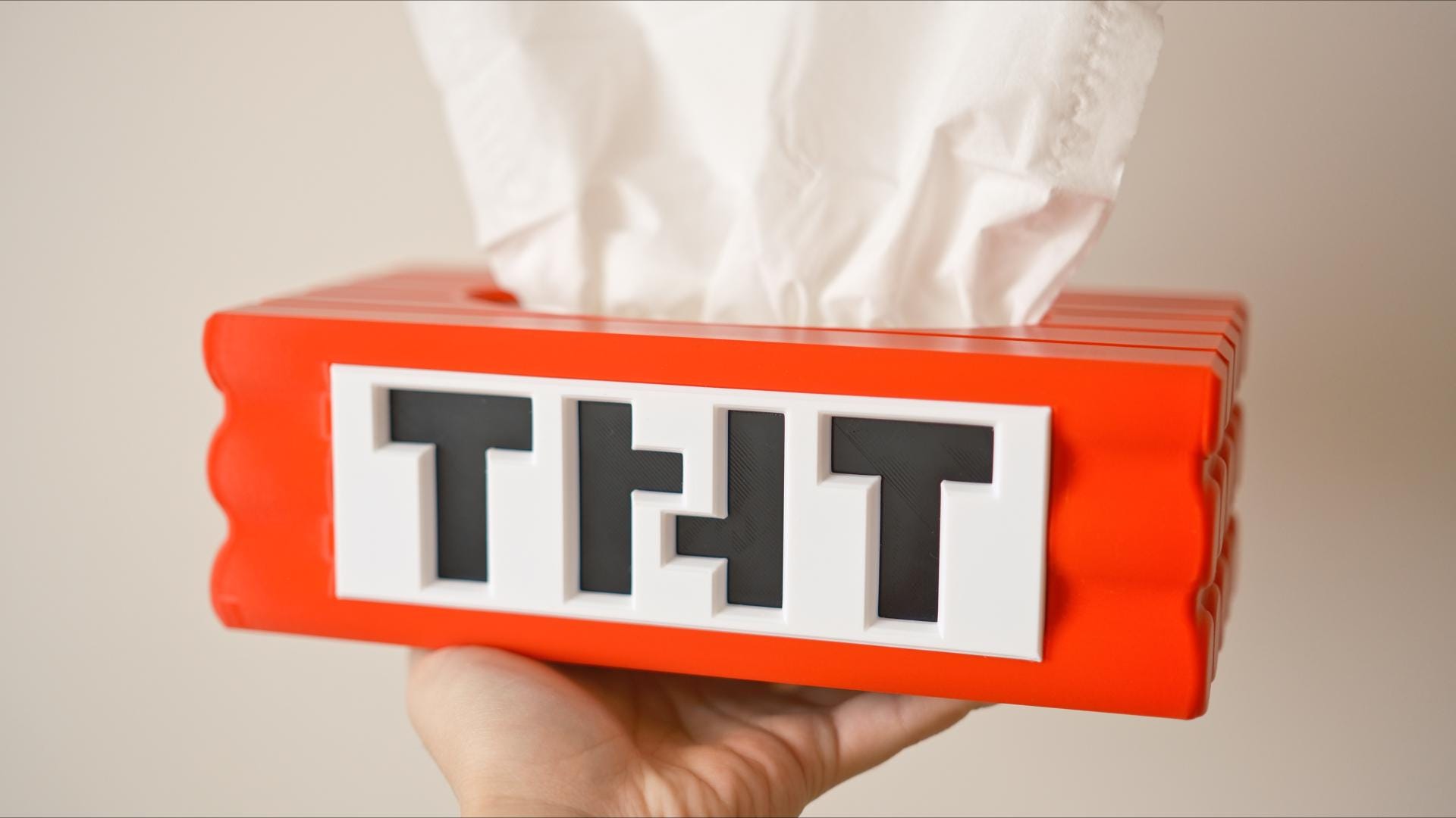 Minecraft TNT Rectangle Tissue Box Cover, Game Room Office Decor