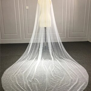 Pearl Veil, Cathedral Length Peal Veil with Metal Comb, Cathedral Veil, Ivory Veil, Wedding Veil, Bridal Veil image 2