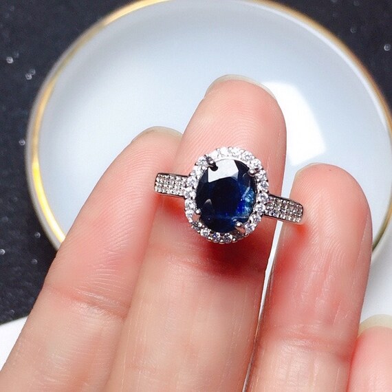 Sterling silver sapphire engagement rings deals