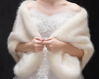 faux fur shawl, faux fur stole, gray faux fur shawl, bridal shawl, bridal wrap, faux fur wedding shawl