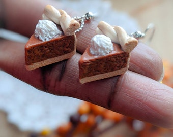 Mini Pumpkin Pie Earrings, Fall Jewelry, Thanksgiving Accessory, Polymer Clay