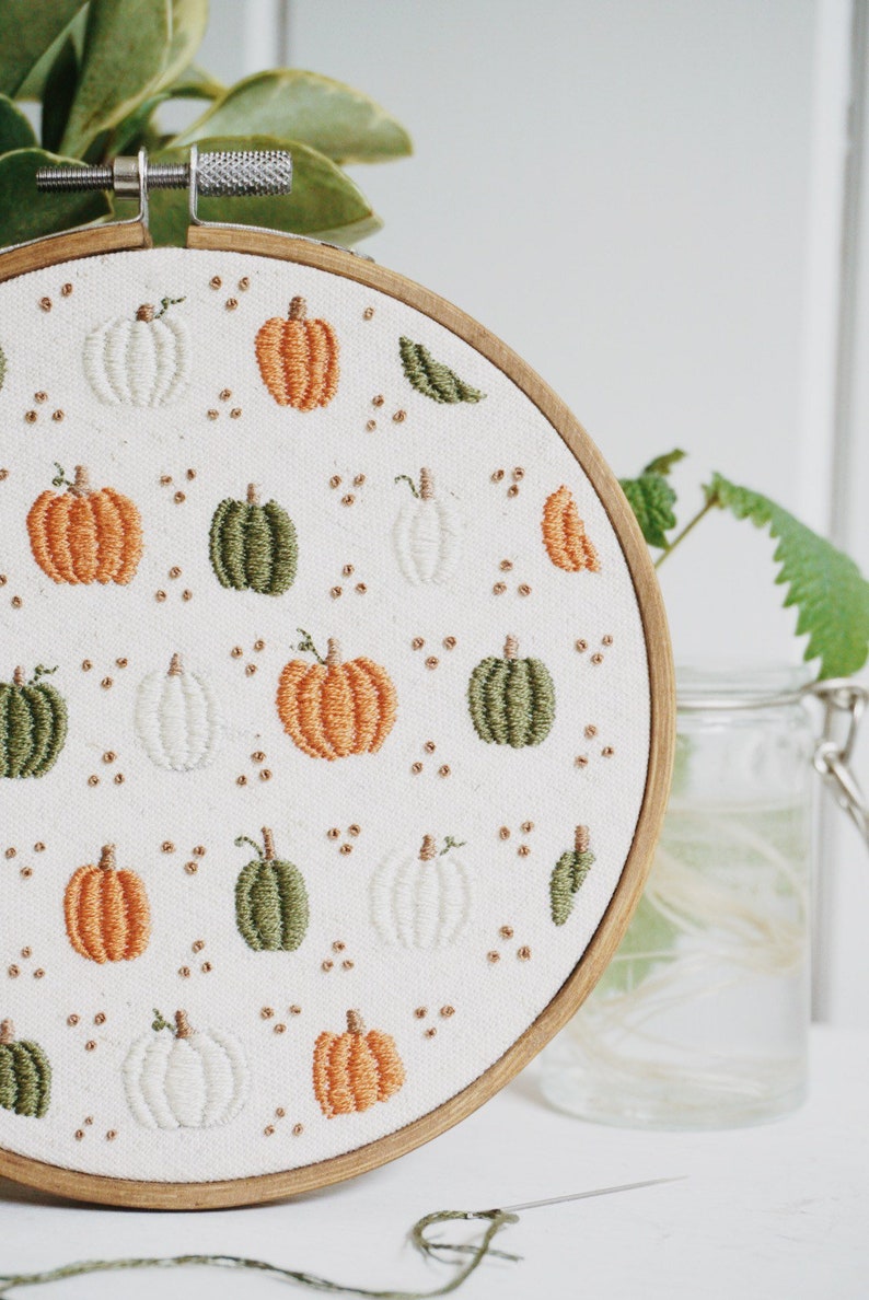 Pumpkin Embroidery Pattern, Fall Embroidery PDF, Autumn Embroidery PDF ...