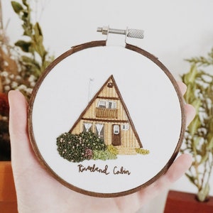A-Frame Cabin Embroidery PDF Pattern 4 inch Hand Embroidery Pattern DIY Embroidery Hoop Art Modern Embroidery House Embroidery Art image 7