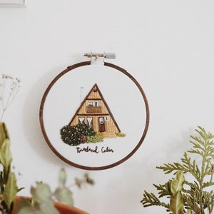 A-Frame Cabin Embroidery PDF Pattern 4 inch Hand Embroidery Pattern DIY Embroidery Hoop Art Modern Embroidery House Embroidery Art image 2