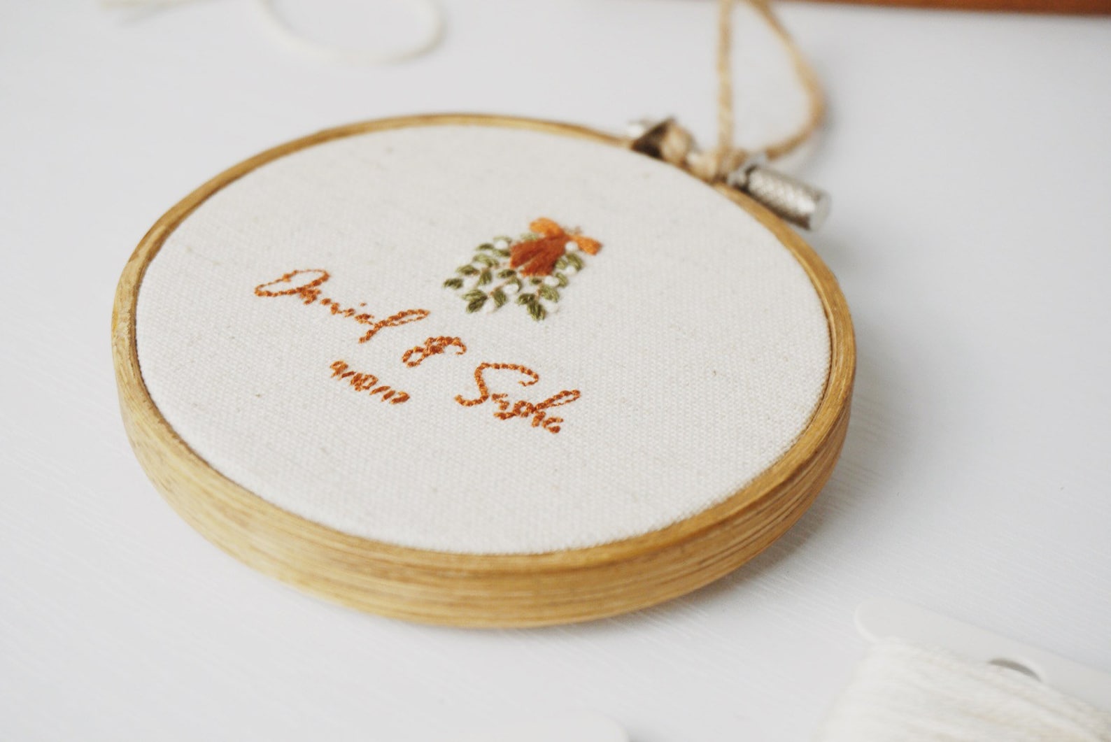 Mistletoe Embroidery Pattern, Personalized Christmas Ornament ...