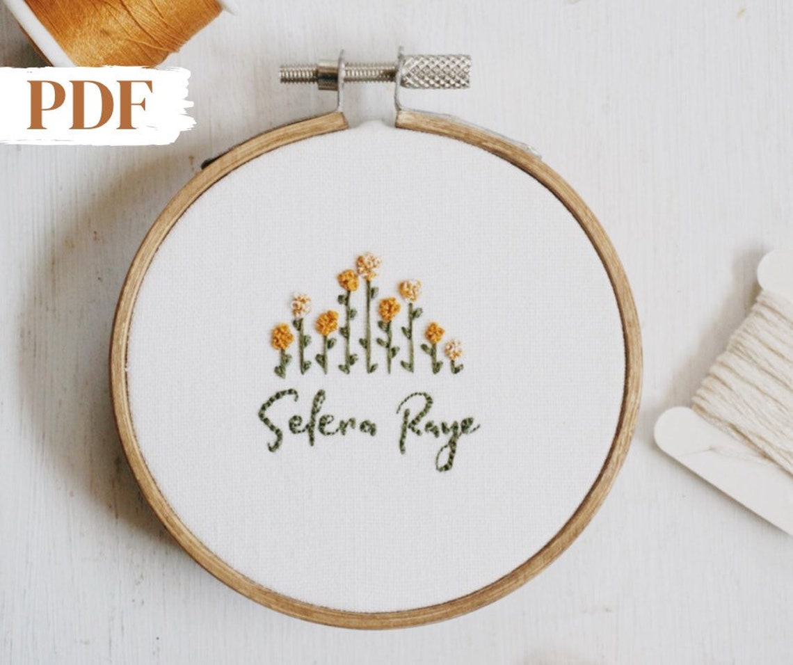 Personalized Floral Baby Name Embroidery PDF Pattern Custom - Etsy