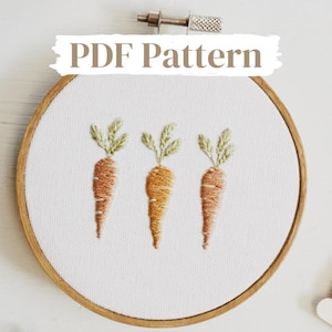 PDF-patroon handborduurwerk wortel | Borduurpatroon tuin | DIY-borduurring voor beginners | Boerderijborduurwerk | Moderne borduurkunst