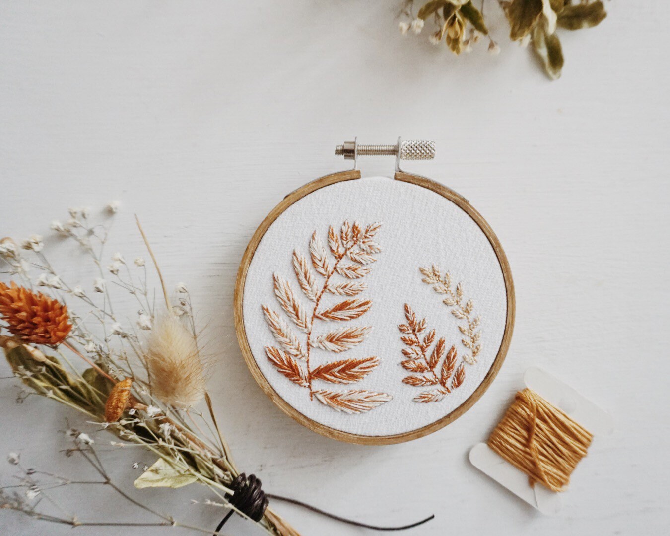 Autumn Fern Embroidery PDF Pattern, 3" Fall Hand Embroidery Beginner ...