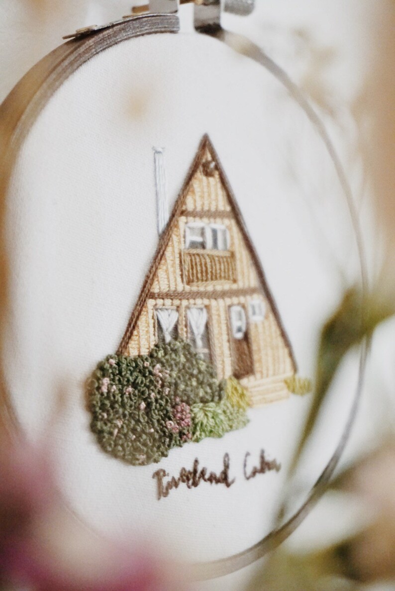 A-Frame Cabin Embroidery PDF Pattern 4 inch Hand Embroidery Pattern DIY Embroidery Hoop Art Modern Embroidery House Embroidery Art image 4