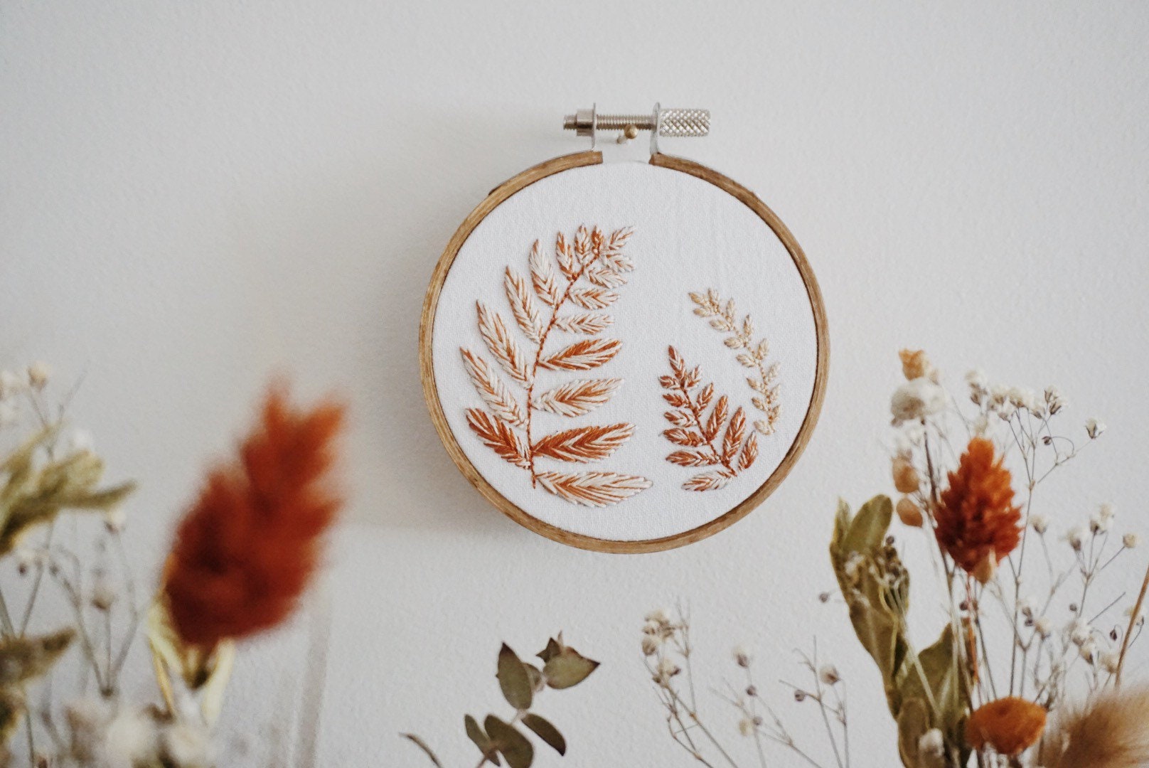 Autumn Fern Embroidery PDF Pattern, 3" Fall Hand Embroidery Beginner ...