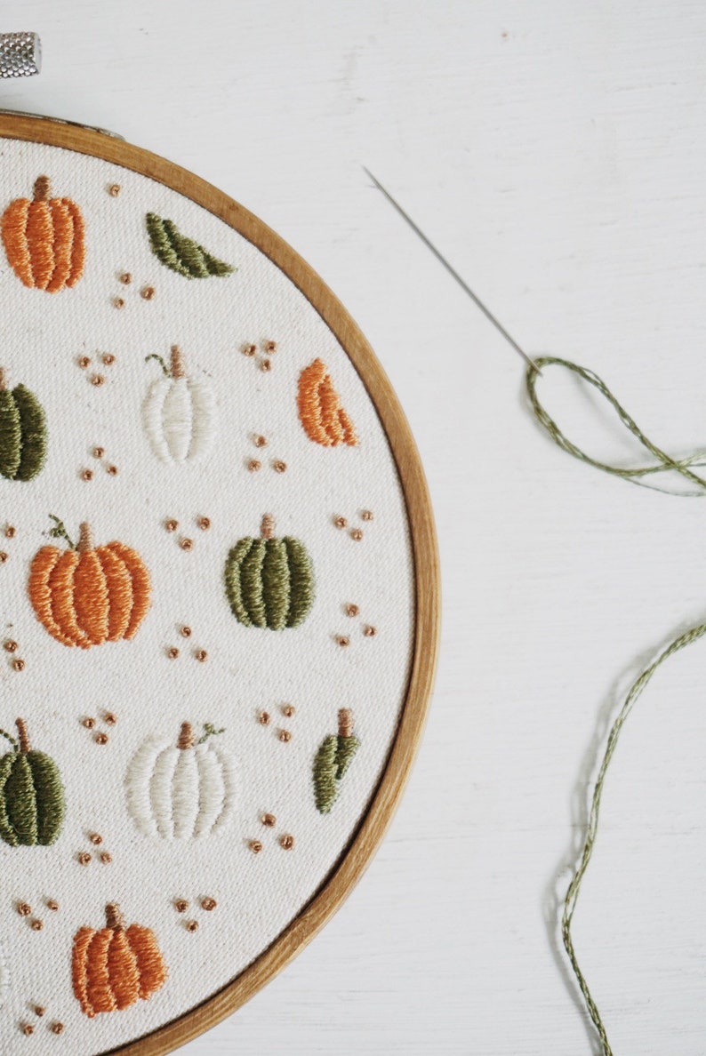 Pumpkin Embroidery Pattern, Fall Embroidery PDF, Autumn Embroidery PDF ...