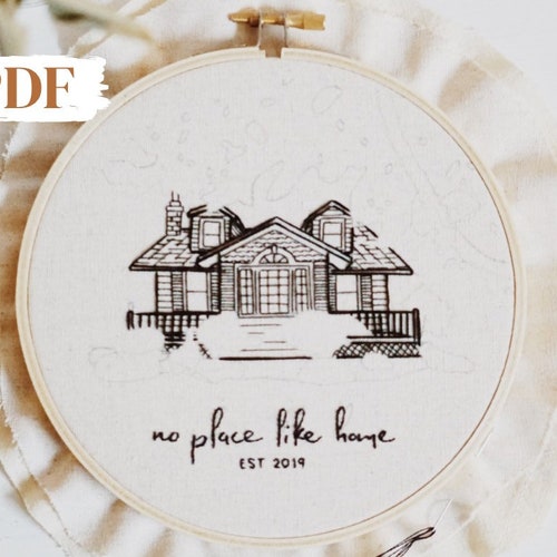 Custom Embroidery Home Portrait Pattern Embroidery House PDF Etsy