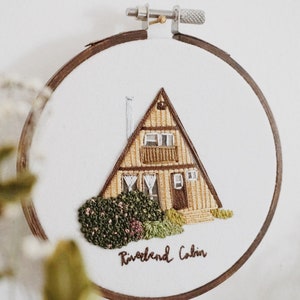 A-Frame Cabin Embroidery PDF Pattern 4 inch Hand Embroidery Pattern DIY Embroidery Hoop Art Modern Embroidery House Embroidery Art image 3