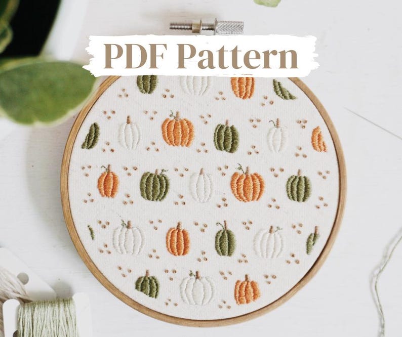 Pumpkin Embroidery Pattern, Fall Embroidery PDF, Autumn Embroidery PDF ...