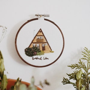 A-Frame Cabin Embroidery PDF Pattern 4 inch Hand Embroidery Pattern DIY Embroidery Hoop Art Modern Embroidery House Embroidery Art image 6