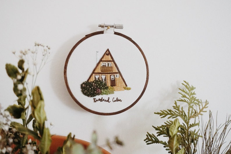 A-Frame Cabin Embroidery PDF Pattern 4 inch Hand Embroidery Pattern DIY Embroidery Hoop Art Modern Embroidery House Embroidery Art image 6