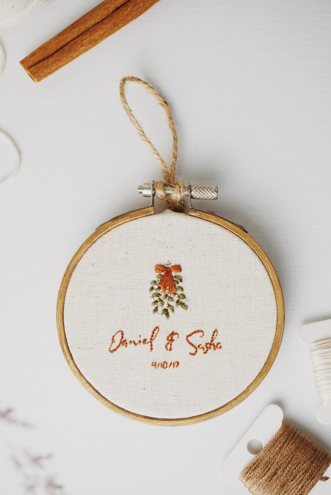 Mistletoe Embroidery Pattern, Personalized Christmas Ornament ...