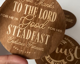 Bible Verse Coasters - Laser Engraved Psalms (Set of 4)