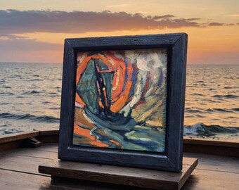 Where? Oh, Where do we go from Here? - Lost at Sea?  Follow the Sun - Original Oil Painting