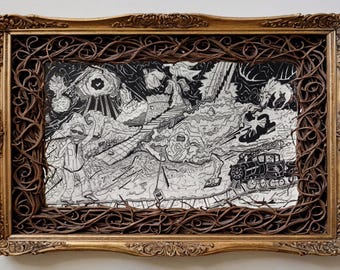Selfie Immolation (Field notes from an apocalypse) - Original Ink on Paper