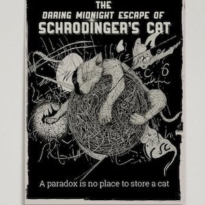 The Daring Midnight Escape of Schrödinger&#39;s Cat – 18 x 24 – Poster - Frame not included