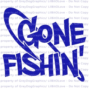 Gone Fishin&#39; Vinyl Decal Sticker Fish Hook Fishing Fisherman Pond Lake River Creek Canal Ocean