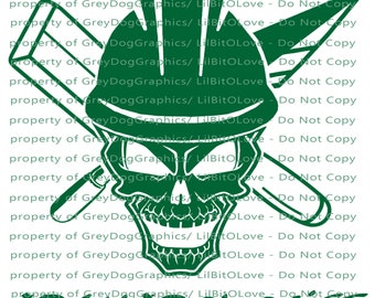 May include: Green skull wearing a hard hat with a crossed shovel and pickaxe. The text "ARCHAEOLOGIST" is below the skull. The text "property of Grey Dog Graphics/ Lil BitOLove - Do Not Copy" is repeated multiple times around the image.
