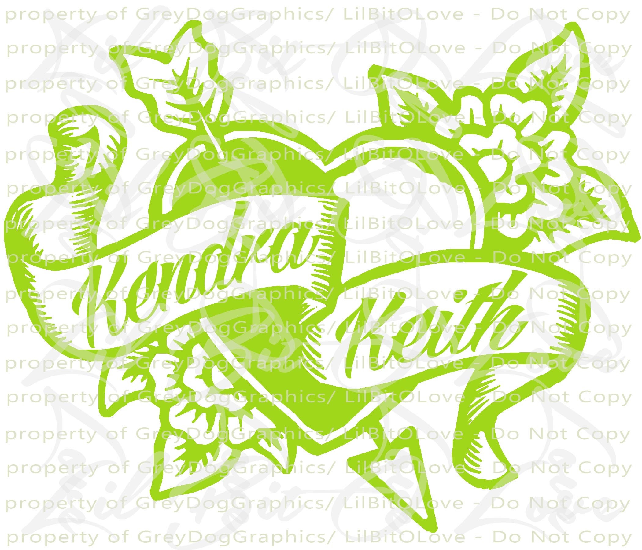 Custom Personalized Tattoo Heart Vinyl Decal With Names Couples ...