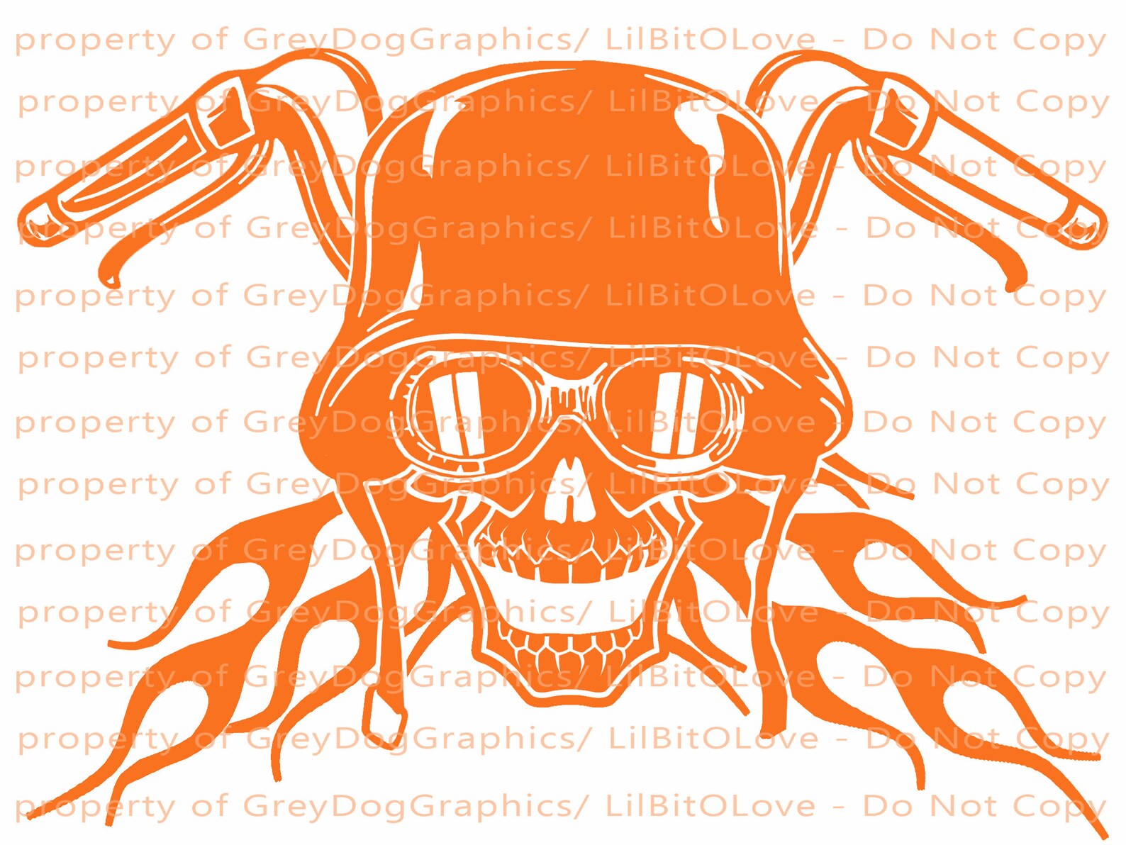 Biker Skull Vinyl Decal Helmet Handlebars Flames Vinyl Decal Etsy