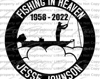 In Memory Fishing In Heaven Catfish Decal Sticker, Custom Made In the USA