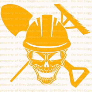 Asphalt Skull Design B Vinyl Decal Shovel & Lute Rake Road Sticker Construction